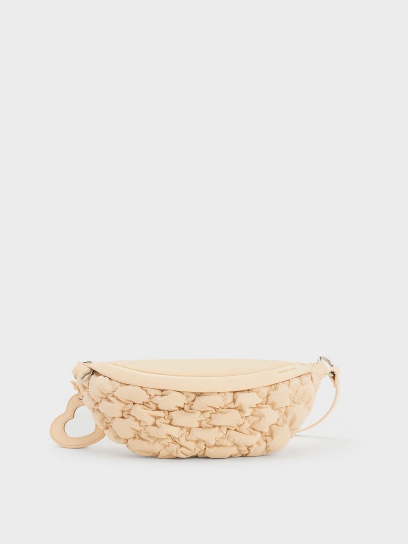 Τσαντα Μεσησ Charles And Keith Ruched νάιλον Bum Μπεζ | 53841-DMTC