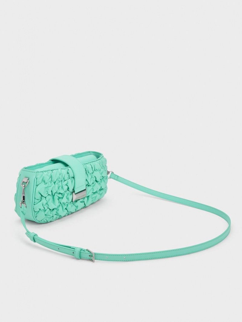 τσαντα χειροσ Charles And Keith Ruched νάιλον Chain τυρκουάζ | 52687-BCAV