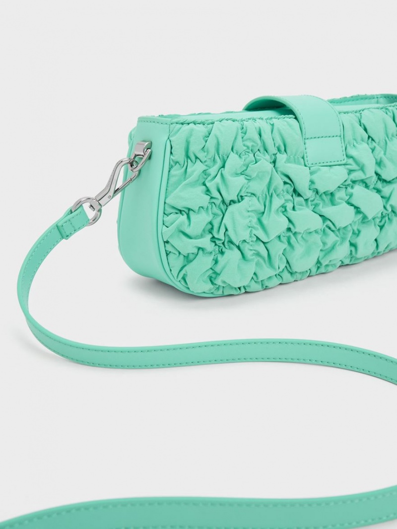 τσαντα χειροσ Charles And Keith Ruched νάιλον Chain τυρκουάζ | 52687-BCAV