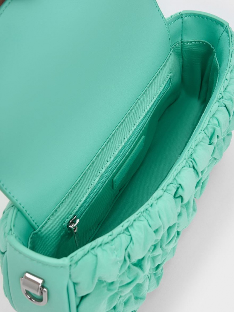 τσαντα χειροσ Charles And Keith Ruched νάιλον Chain τυρκουάζ | 52687-BCAV