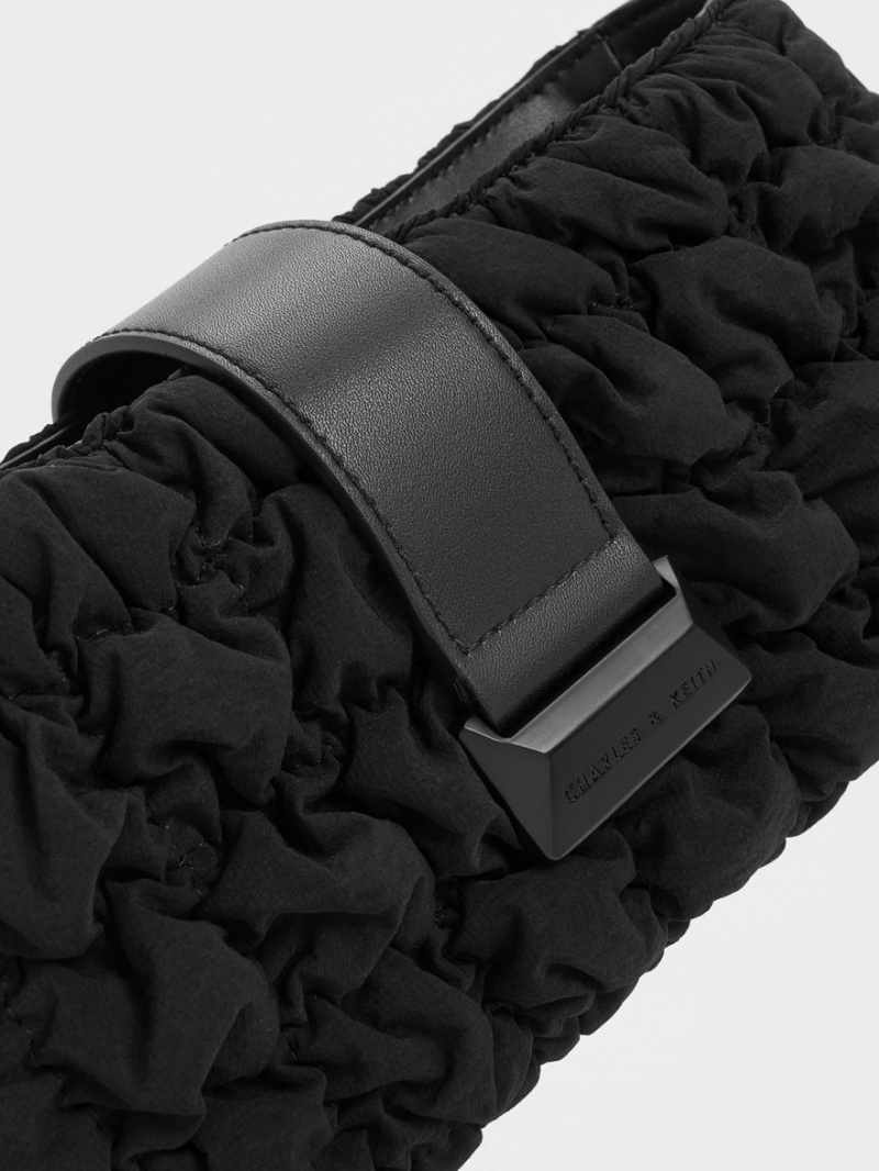 τσαντα χειροσ Charles And Keith Ruched νάιλον Chain μαυρα | 97524-TWFR