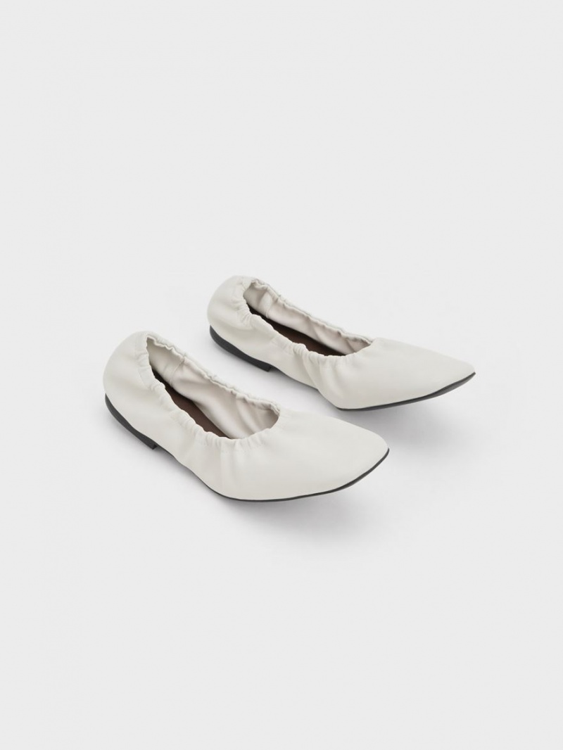 Παπουτσια Μπαλαρινεσ Charles And Keith Ruched ασπρα | 27395-MPLY
