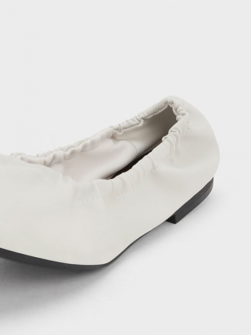 Παπουτσια Μπαλαρινεσ Charles And Keith Ruched ασπρα | 27395-MPLY