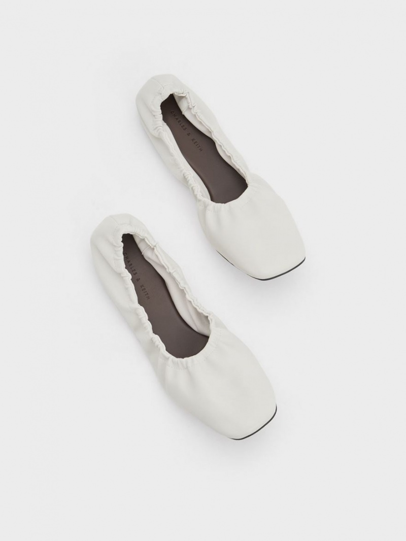 Παπουτσια Μπαλαρινεσ Charles And Keith Ruched ασπρα | 27395-MPLY
