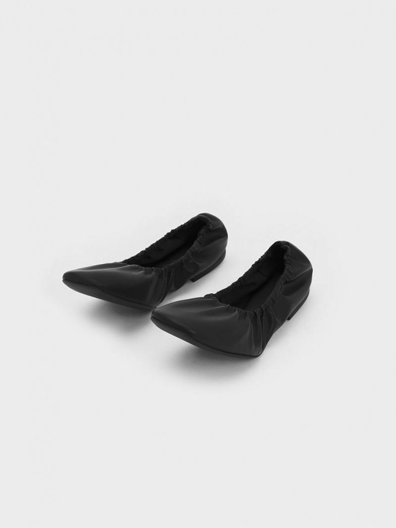 Παπουτσια Μπαλαρινεσ Charles And Keith Ruched μαυρα | 36871-GMSE