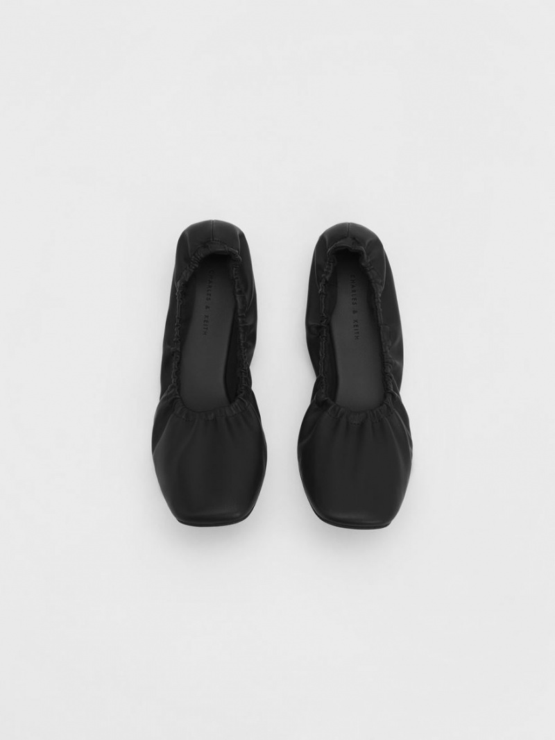 Παπουτσια Μπαλαρινεσ Charles And Keith Ruched μαυρα | 36871-GMSE