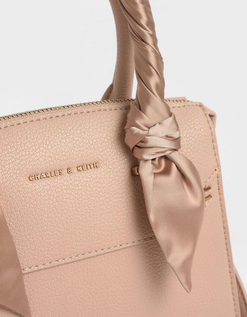 τσαντα χειροσ Charles And Keith Satin Scarf Top Μπεζ | 76425-TOHA