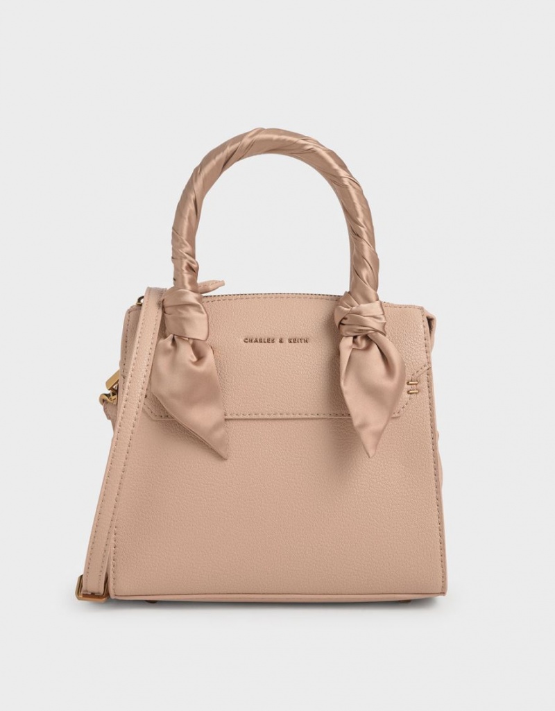 τσαντα χειροσ Charles And Keith Satin Scarf Top Μπεζ | 76425-TOHA