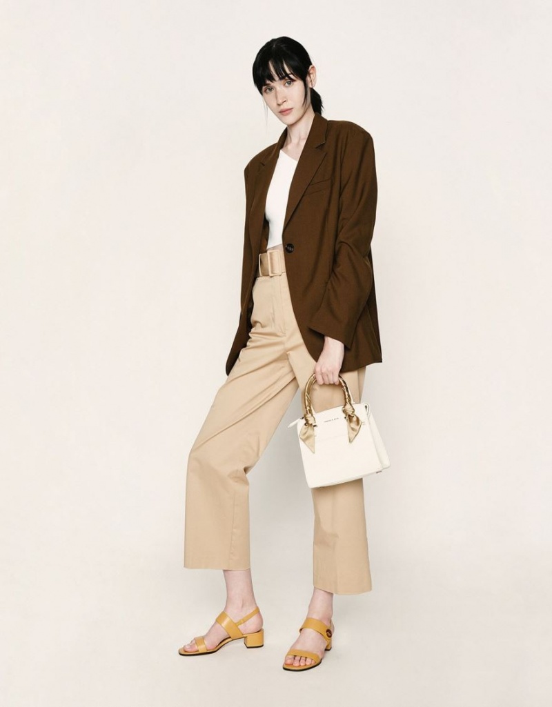 τσαντα χειροσ Charles And Keith Satin Scarf Top ασπρα | 89256-KQUE