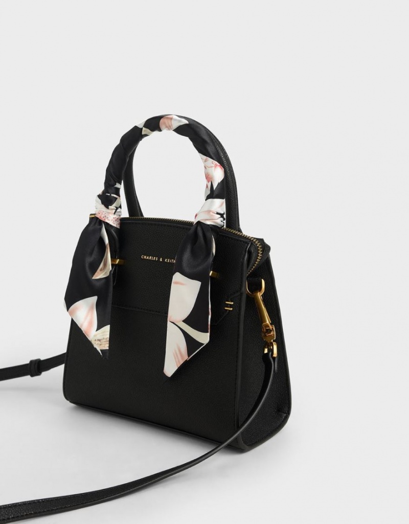 τσαντα χειροσ Charles And Keith Scarf-Wrapped Top μαυρα | 72309-SFZR