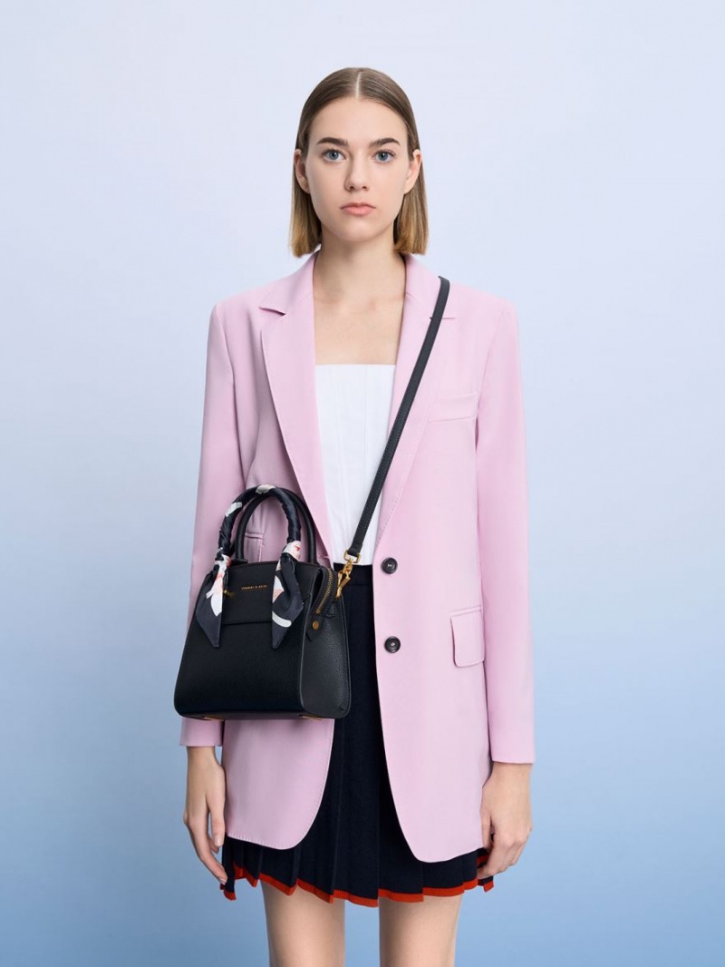 τσαντα χειροσ Charles And Keith Scarf-Wrapped Top μαυρα | 72309-SFZR