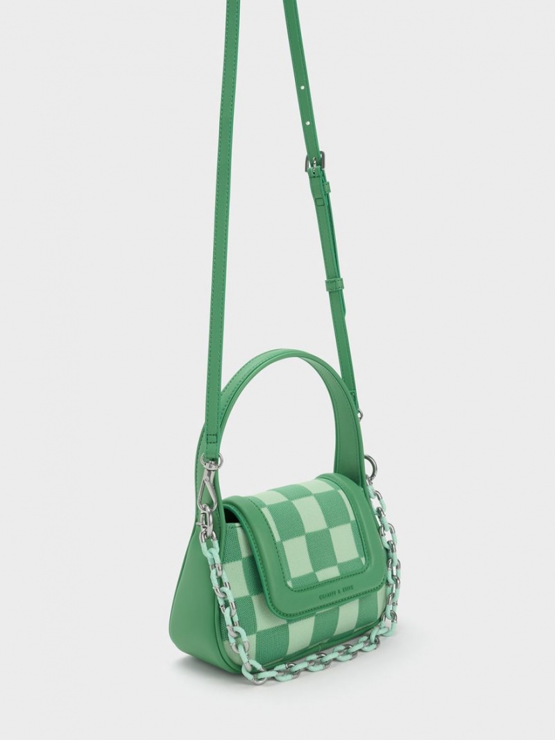 τσαντα χειροσ Charles And Keith Shiloh Checkerboard Top πρασινο | 27948-HJCT