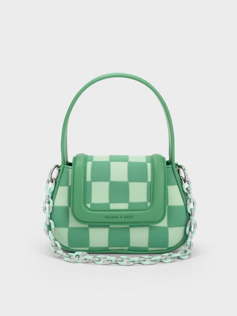 τσαντα χειροσ Charles And Keith Shiloh Checkerboard Top πρασινο | 27948-HJCT