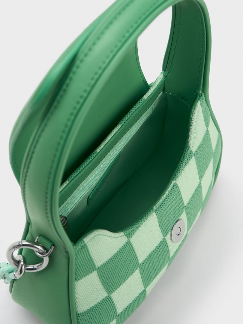 τσαντα χειροσ Charles And Keith Shiloh Checkerboard Top πρασινο | 27948-HJCT