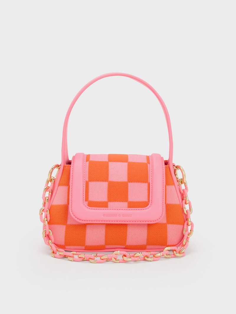 τσαντα χειροσ Charles And Keith Shiloh Checkerboard Top ροζ | 85392-LIYA
