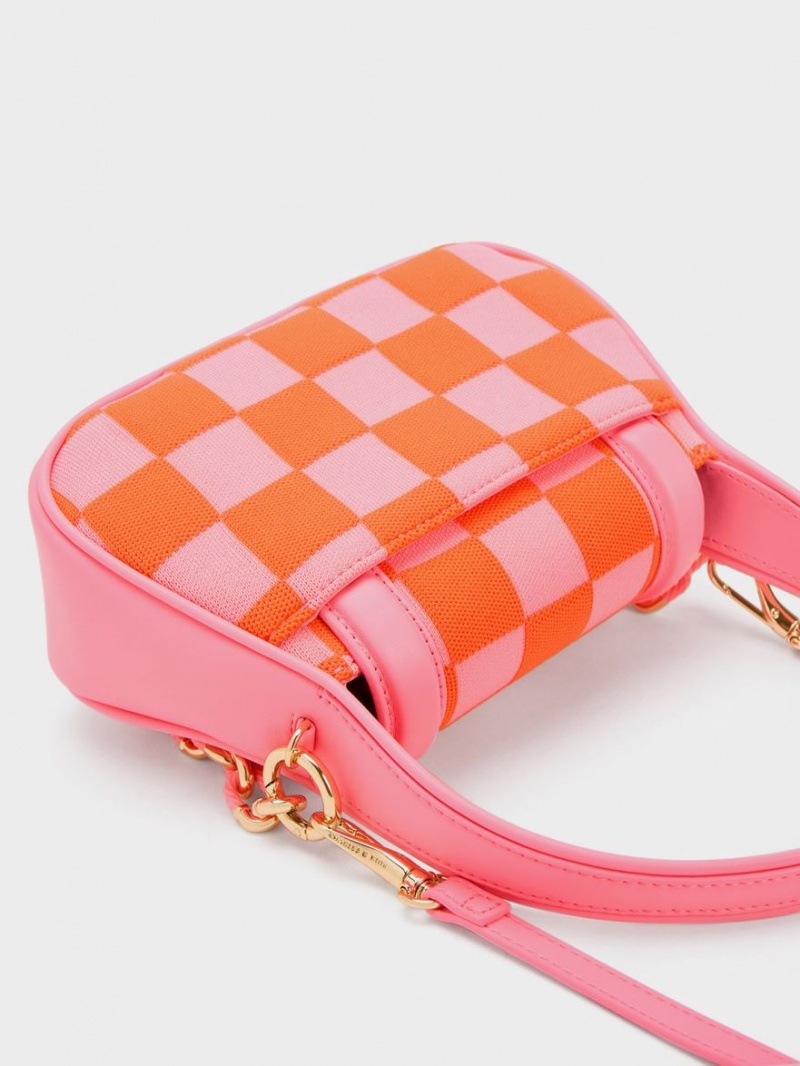 τσαντα χειροσ Charles And Keith Shiloh Checkerboard Top ροζ | 85392-LIYA