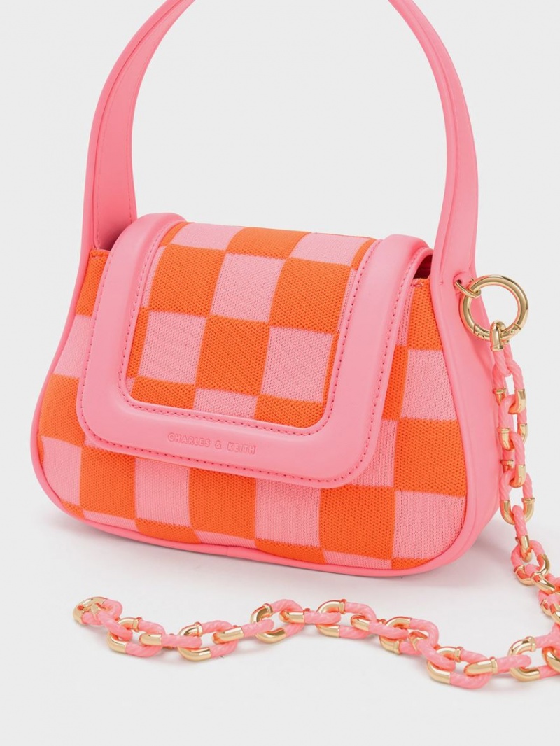 τσαντα χειροσ Charles And Keith Shiloh Checkerboard Top ροζ | 85392-LIYA