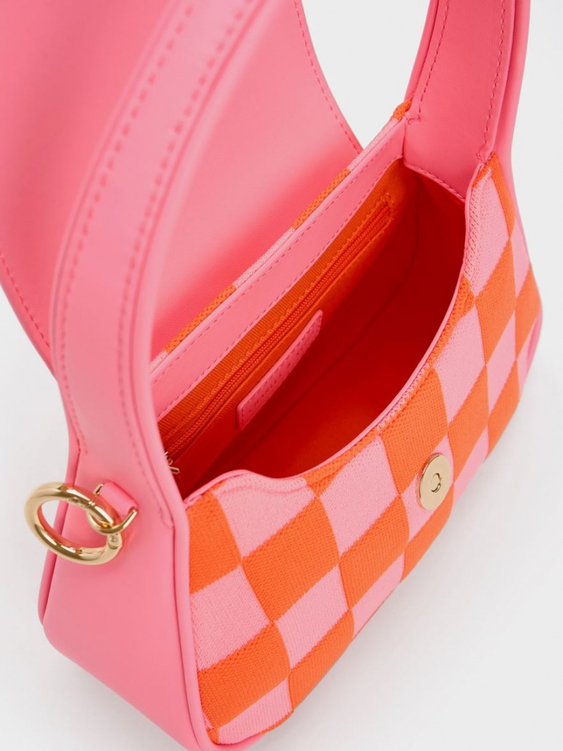 τσαντα χειροσ Charles And Keith Shiloh Checkerboard Top ροζ | 85392-LIYA