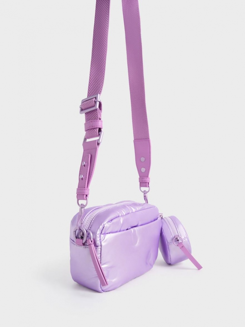 τσάντεσ ώμου Charles And Keith Sianna νάιλον Boxy μωβ | 59276-AKHE