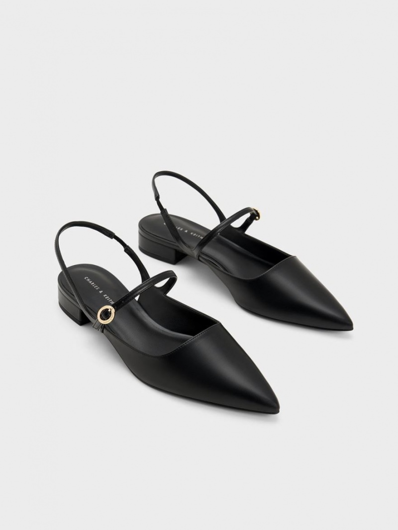 Παπουτσια Μπαλαρινεσ Charles And Keith Slingback Mary Jane μαυρα | 46738-TINX