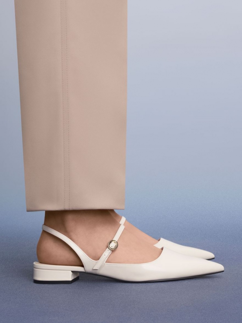 Παπουτσια Μπαλαρινεσ Charles And Keith Slingback Mary Jane ασπρα | 97640-JUGW