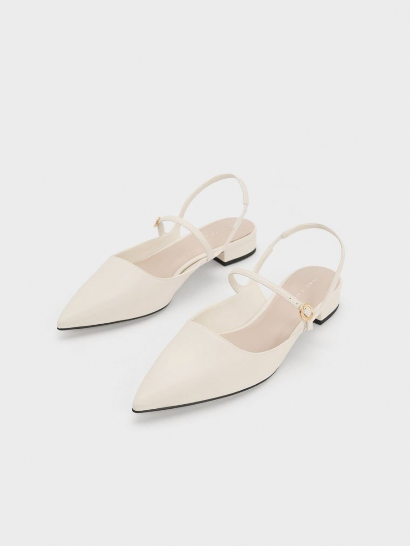 Παπουτσια Μπαλαρινεσ Charles And Keith Slingback Mary Jane ασπρα | 97640-JUGW