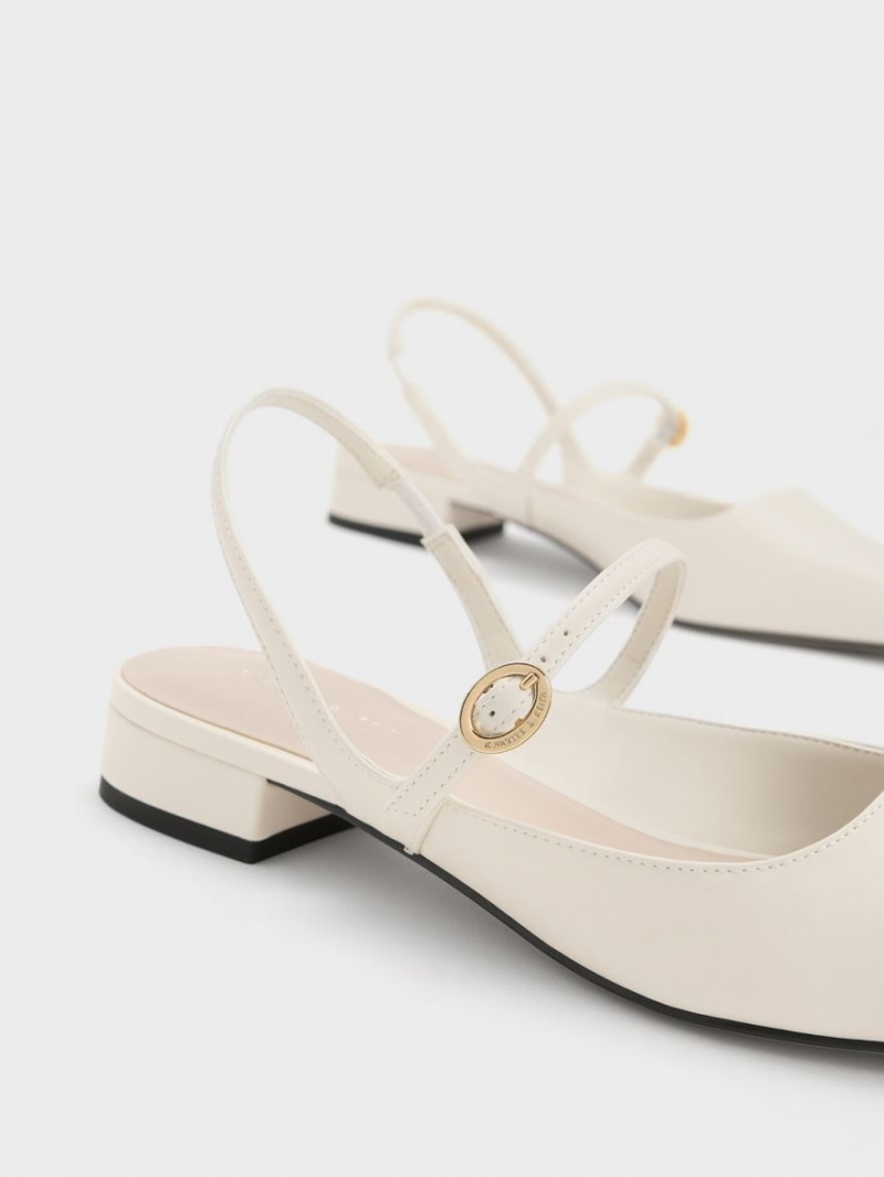 Παπουτσια Μπαλαρινεσ Charles And Keith Slingback Mary Jane ασπρα | 97640-JUGW