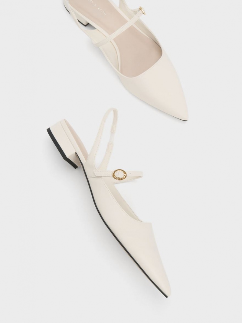 Παπουτσια Μπαλαρινεσ Charles And Keith Slingback Mary Jane ασπρα | 97640-JUGW
