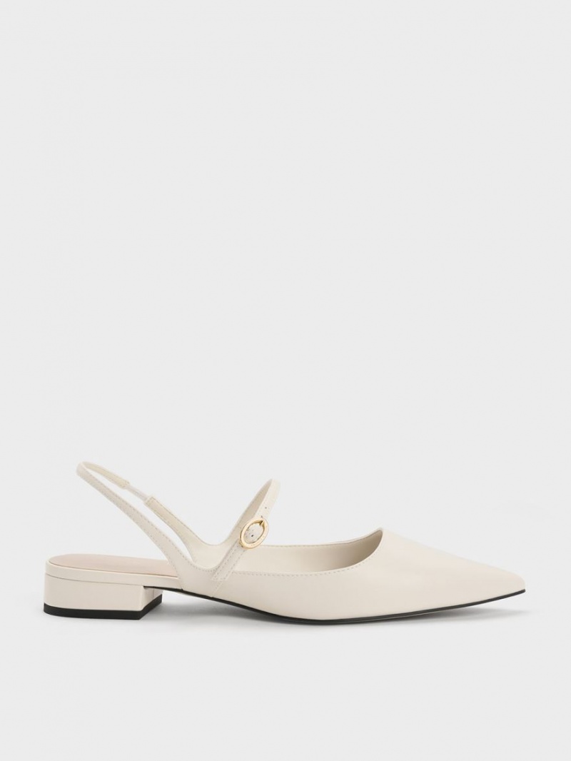Παπουτσια Μπαλαρινεσ Charles And Keith Slingback Mary Jane ασπρα | 97640-JUGW