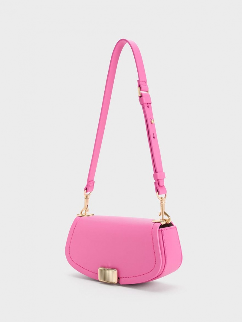 τσάντεσ ώμου Charles And Keith Sonnet Two-Tone Chain Handle ροζ | 47952-SNZW