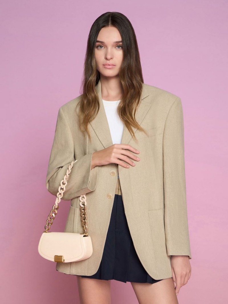 τσάντεσ ώμου Charles And Keith Sonnet Two-Tone Chain Handle Μπεζ | 13428-WYBX