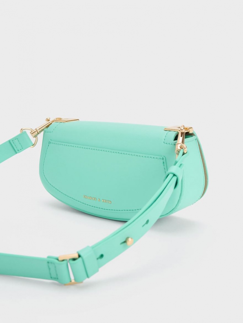 τσάντεσ ώμου Charles And Keith Sonnet Two-Tone Chain Handle τυρκουάζ | 63218-XGVS