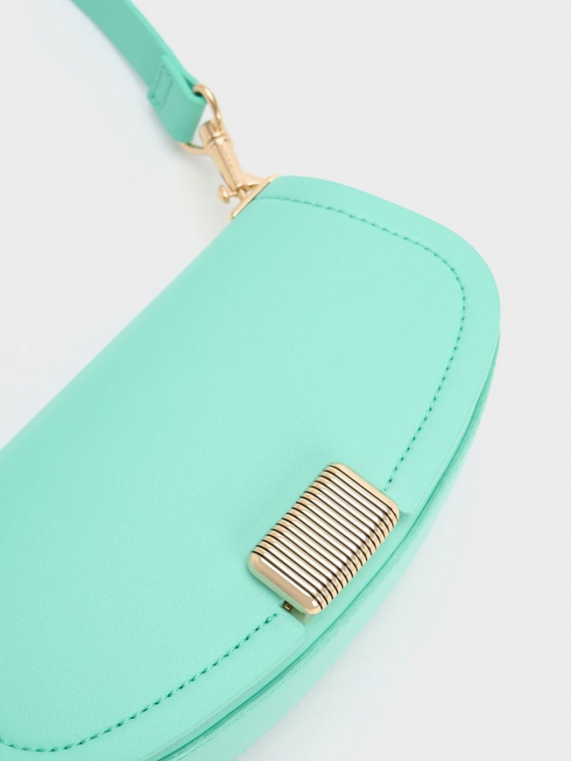 τσάντεσ ώμου Charles And Keith Sonnet Two-Tone Chain Handle τυρκουάζ | 63218-XGVS