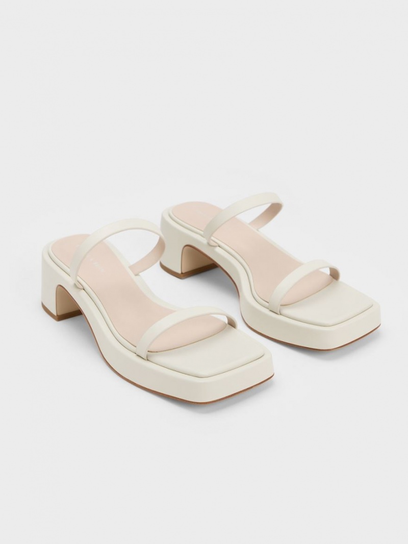 Πεδιλα Πλατφορμεσ Charles And Keith Square-toe ασπρα | 45731-ZTPC
