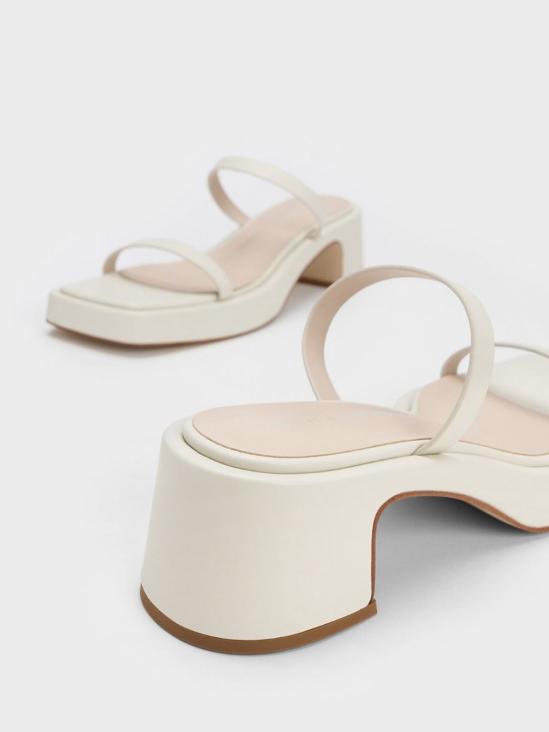 Πεδιλα Πλατφορμεσ Charles And Keith Square-toe ασπρα | 45731-ZTPC
