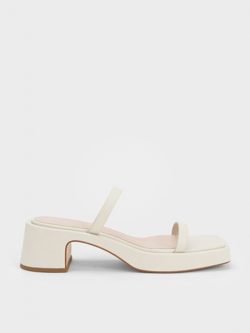 Πεδιλα Πλατφορμεσ Charles And Keith Square-toe ασπρα | 45731-ZTPC