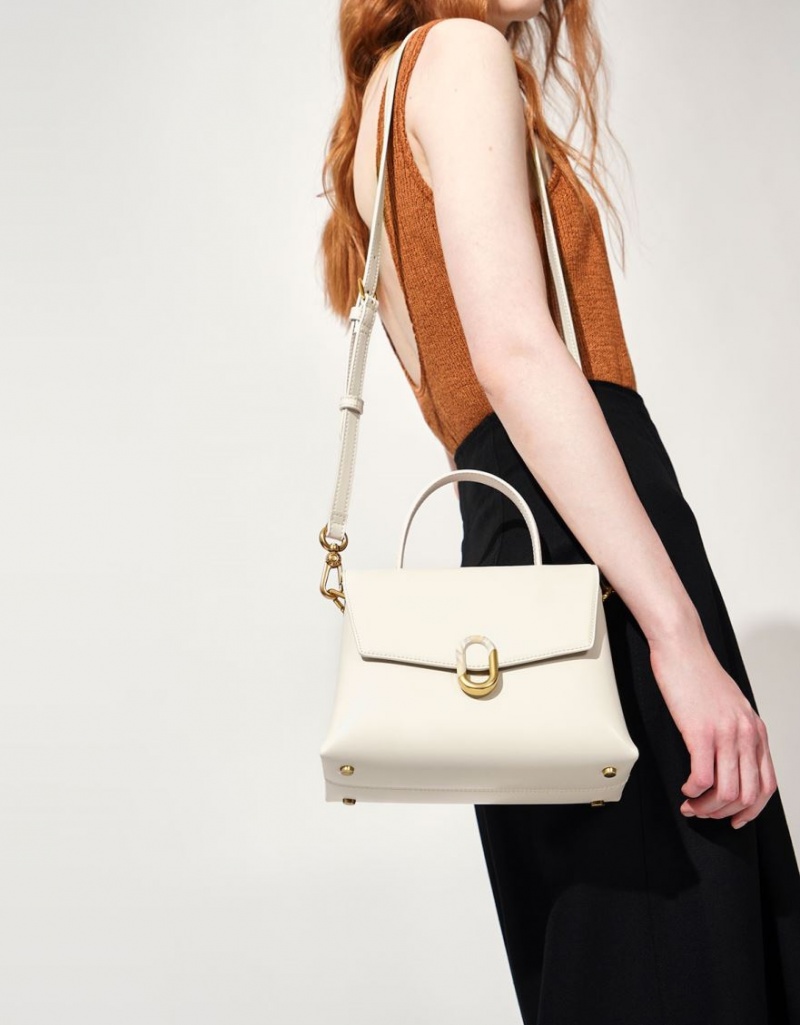 τσαντα χειροσ Charles And Keith Stone-Embellished κρέμα | 48057-RINC