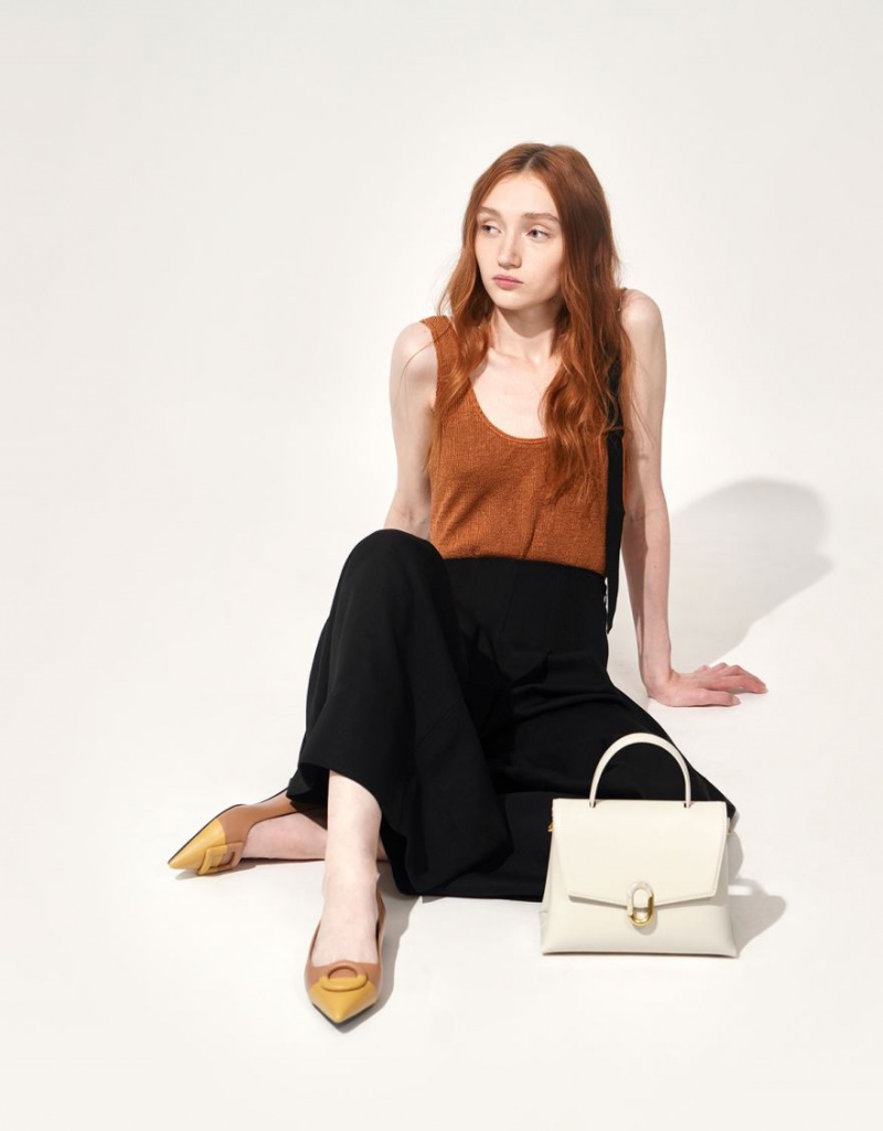 τσαντα χειροσ Charles And Keith Stone-Embellished κρέμα | 48057-RINC