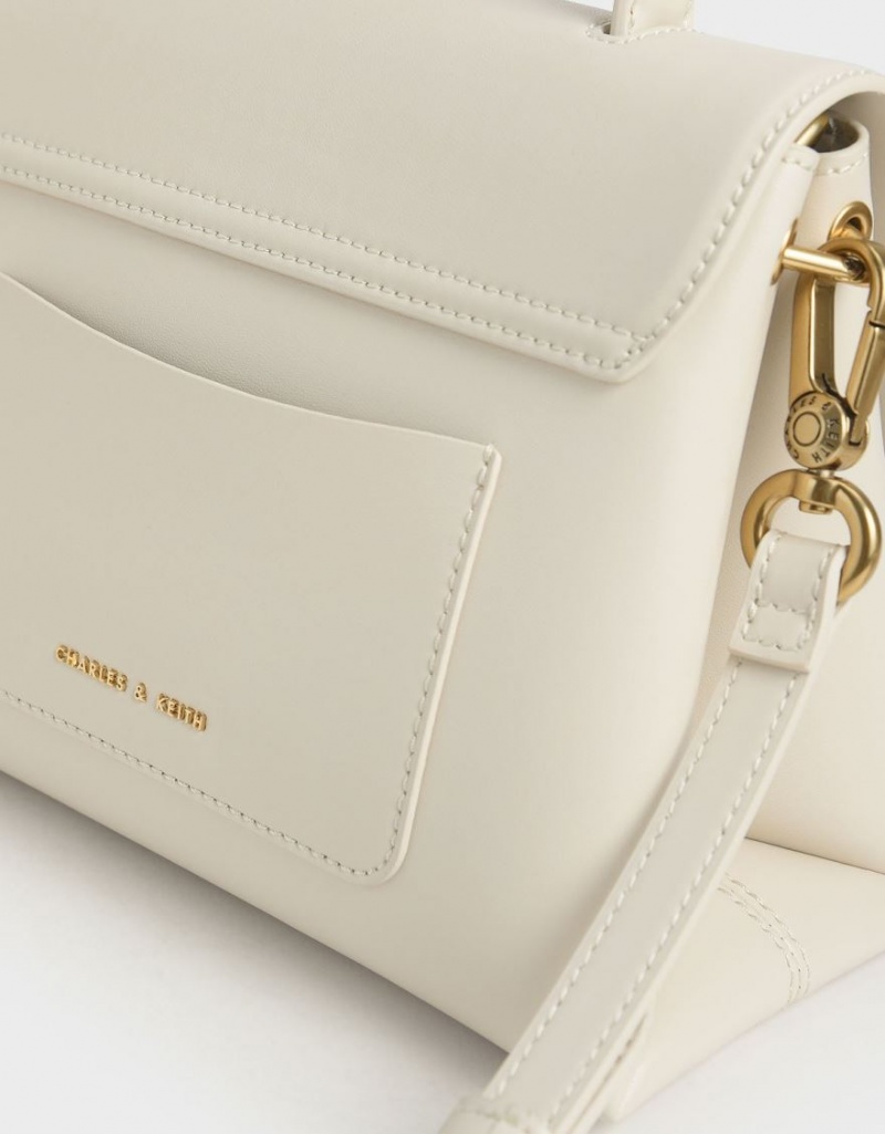 τσαντα χειροσ Charles And Keith Stone-Embellished κρέμα | 48057-RINC