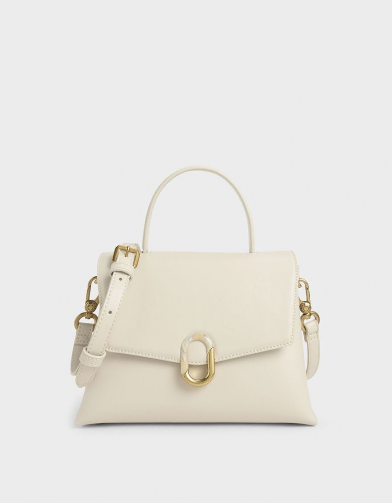 τσαντα χειροσ Charles And Keith Stone-Embellished κρέμα | 48057-RINC