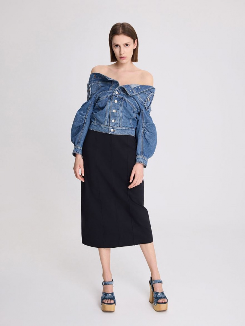 Πεδιλα Πλατφορμεσ Charles And Keith Tabitha Floral Denim Crossover μπλε | 92780-YVJN