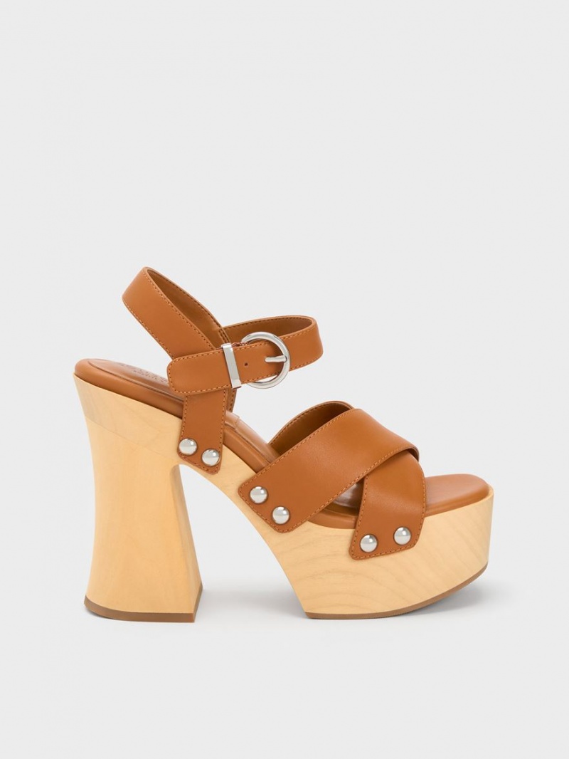 Πεδιλα Πλατφορμεσ Charles And Keith Tabitha δερματινα Crossover καφε | 21769-RHEJ