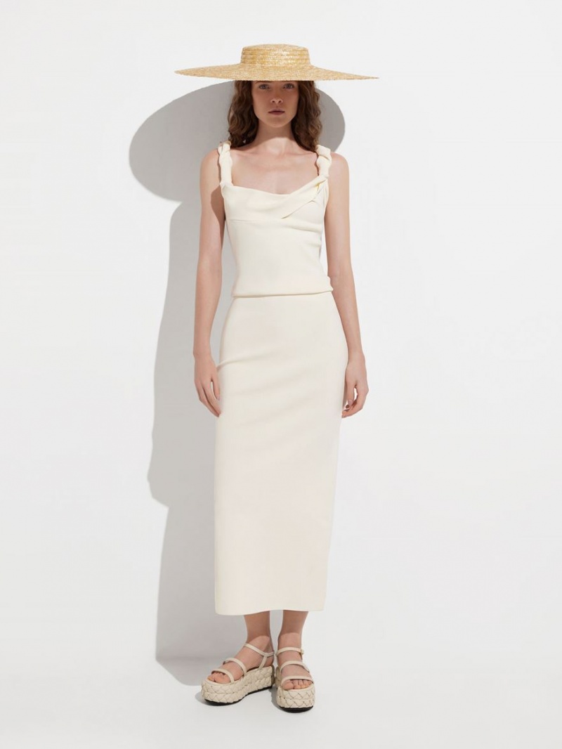 Πεδιλα Πλατφορμεσ Charles And Keith Tali δερματινα Braided ασπρα | 85467-SAWH