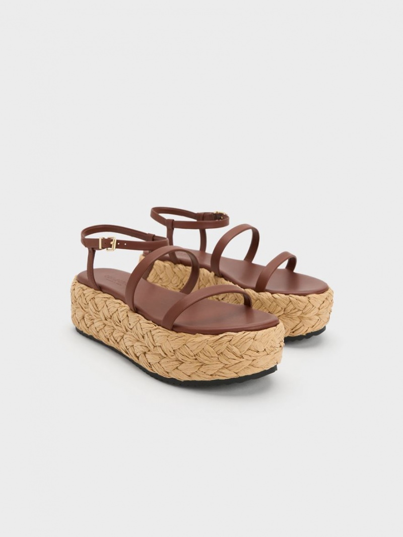 Πεδιλα Πλατφορμεσ Charles And Keith Tali δερματινα Braided σκούρο καφε | 50268-RKYC