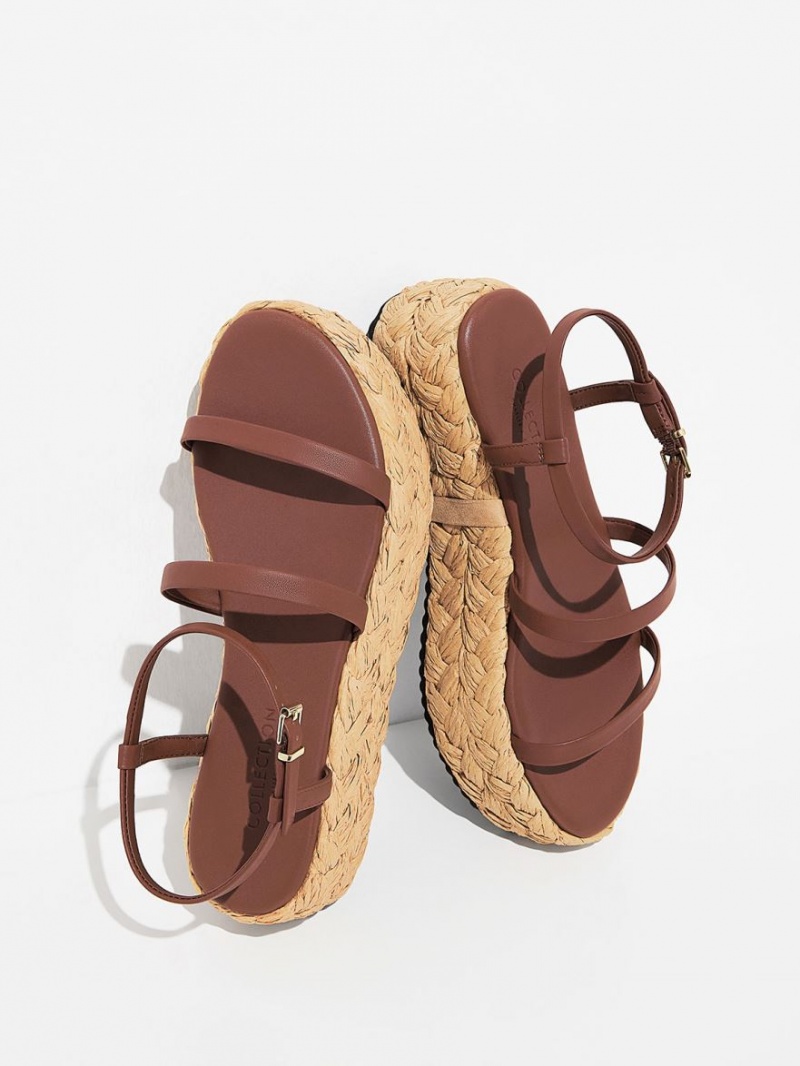 Πεδιλα Πλατφορμεσ Charles And Keith Tali δερματινα Braided σκούρο καφε | 50268-RKYC