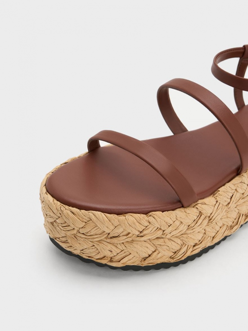 Πεδιλα Πλατφορμεσ Charles And Keith Tali δερματινα Braided σκούρο καφε | 50268-RKYC