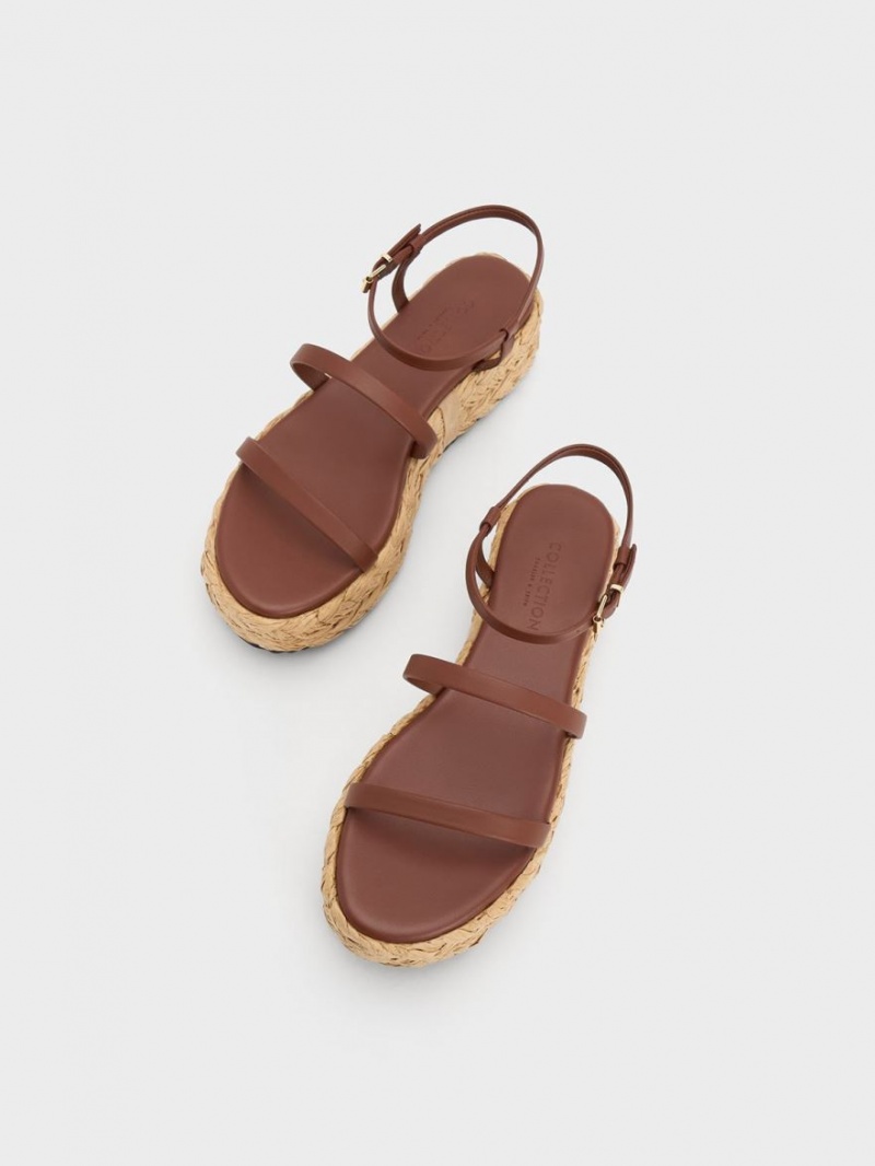 Πεδιλα Πλατφορμεσ Charles And Keith Tali δερματινα Braided σκούρο καφε | 50268-RKYC