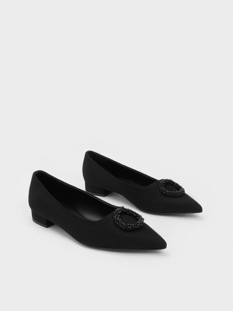 Παπουτσια Μπαλαρινεσ Charles And Keith Textured Beaded Circle μαυρα | 62043-WBMA
