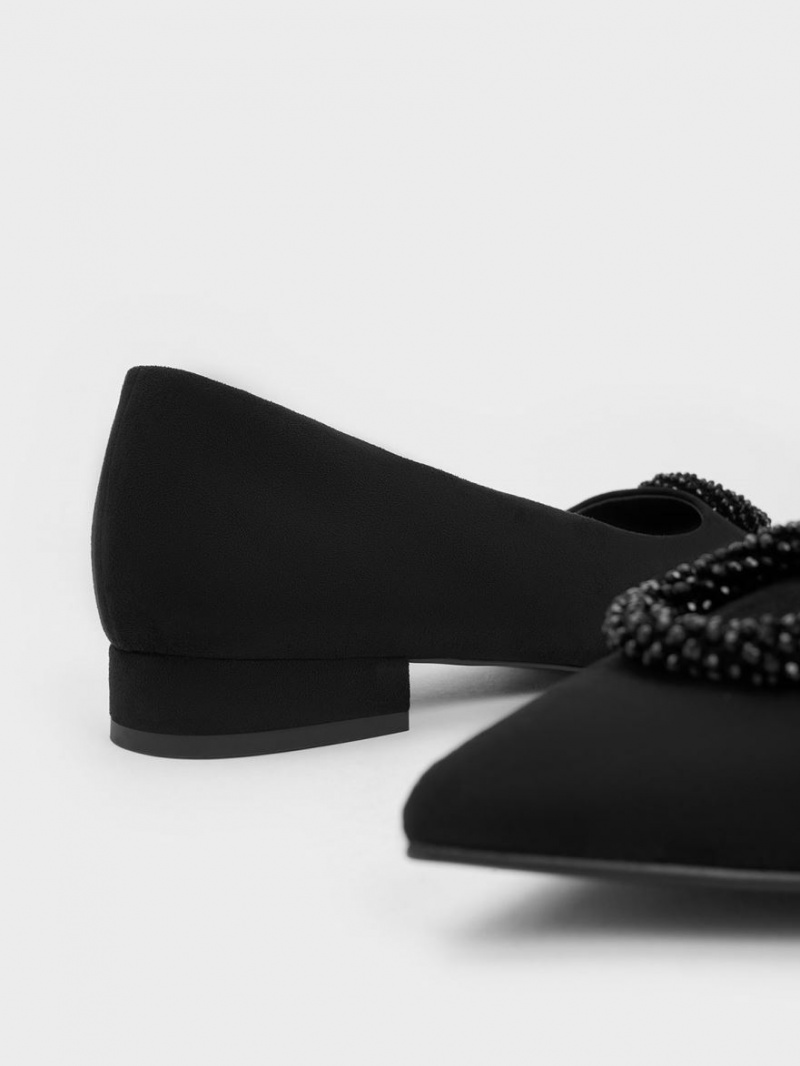 Παπουτσια Μπαλαρινεσ Charles And Keith Textured Beaded Circle μαυρα | 62043-WBMA