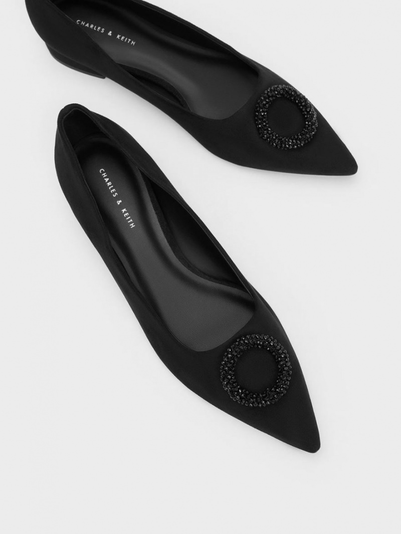 Παπουτσια Μπαλαρινεσ Charles And Keith Textured Beaded Circle μαυρα | 62043-WBMA